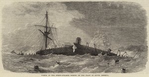 Vraket av Screw-Steamer Borneo på kysten av Sør-Amerika